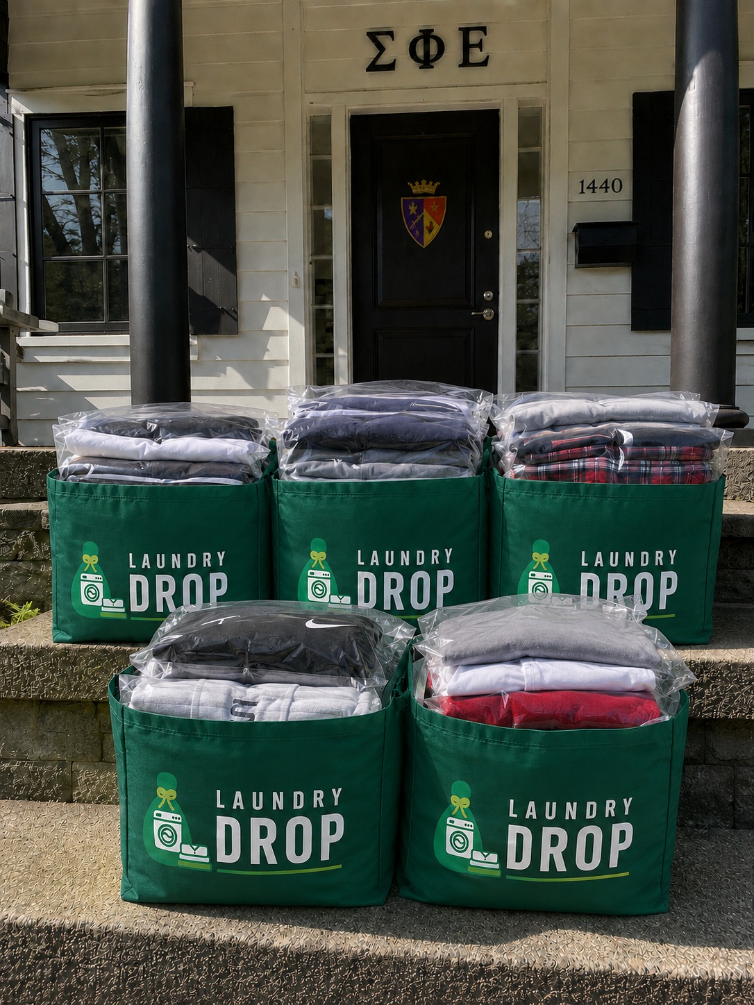 Clean folded laundry delivered back to a front porch in Cottage Grove