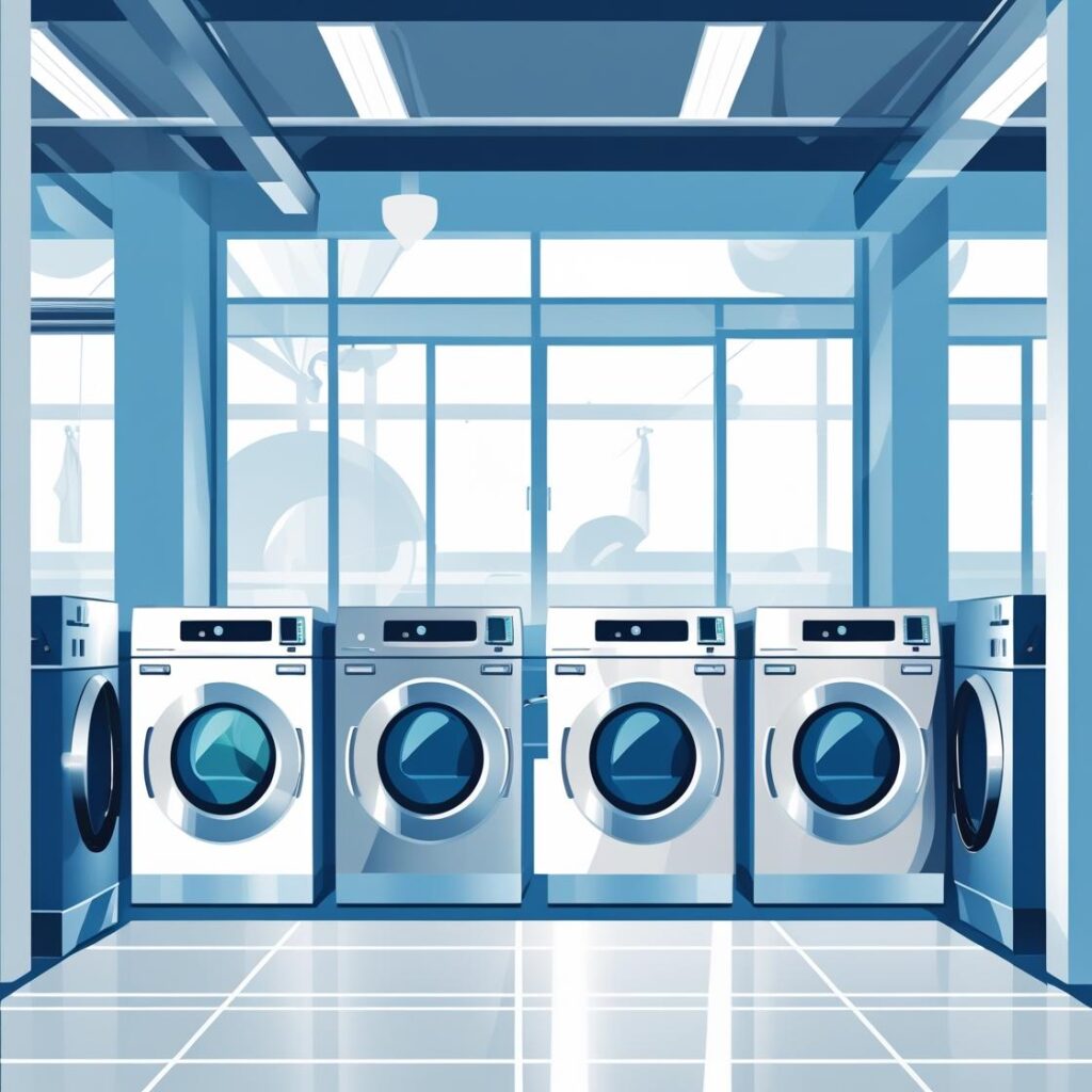 Clean modern new bright laundromt